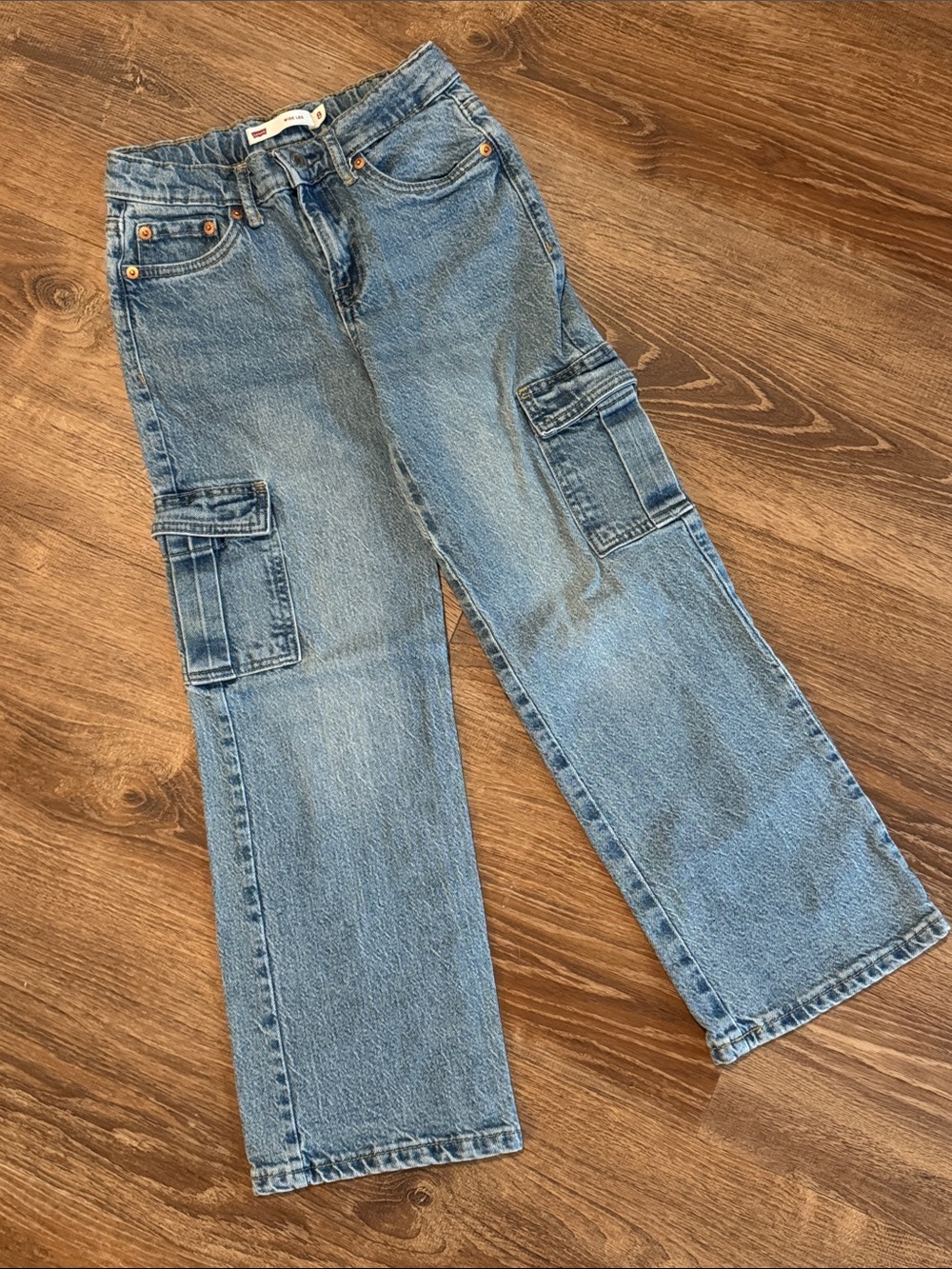 Levi's Kids Wide Leg Light Blue Cargo Jeans
